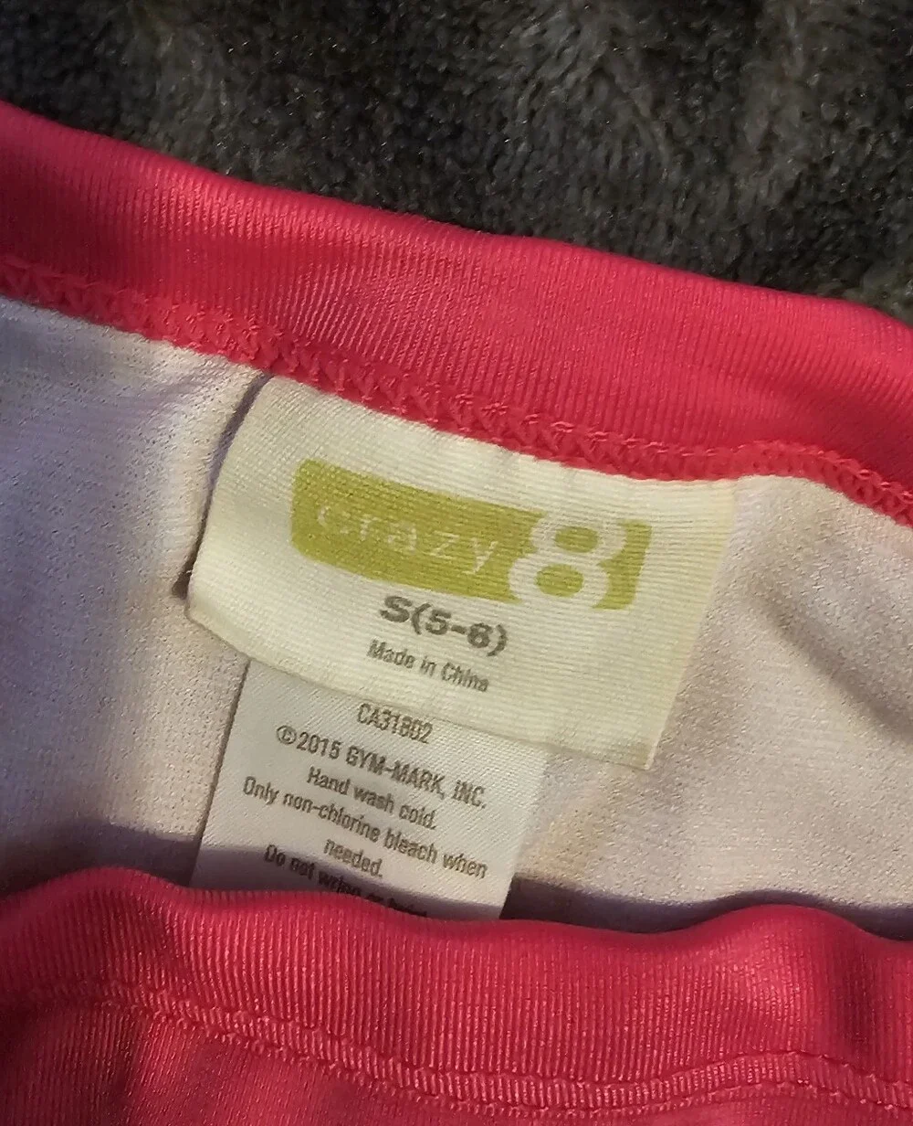 Crazy 8 Girls 2 Piece Mermaid Rash Guard Swimsuit Pink White Size 5-6